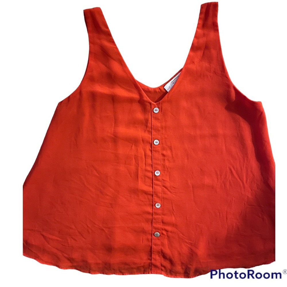 Sweet Wanderer orange sleeveless camisole button down top!  Versatile wear.